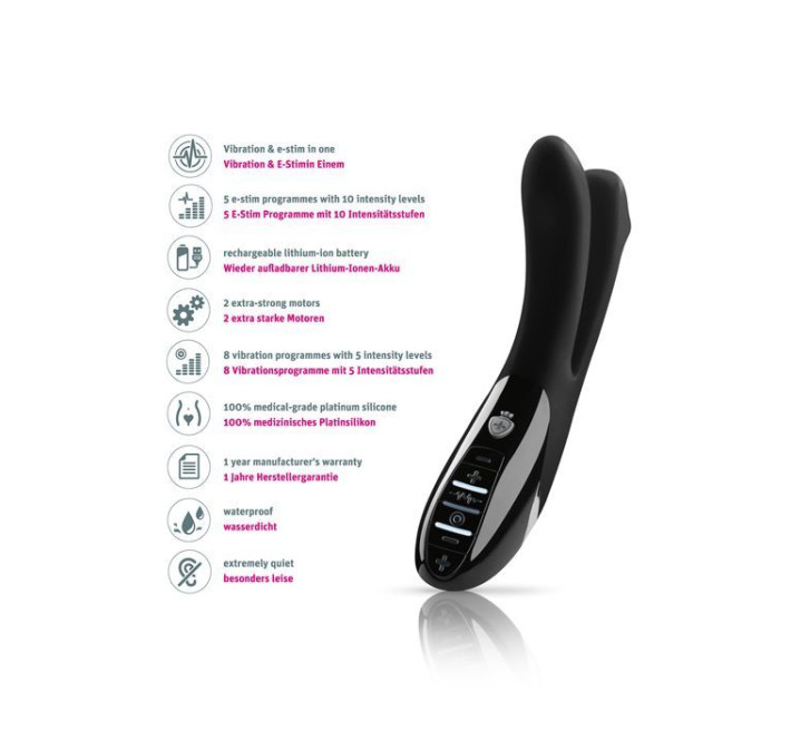 Вібратор подвійний з електростимуляцією Mystim Tingling Aparte eStim Міостимулятор Чорний