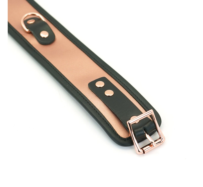 Широкий нашийник з повідцем Liebe Seele Rose Gold Memory Collar with Leash, натуральна шкіра