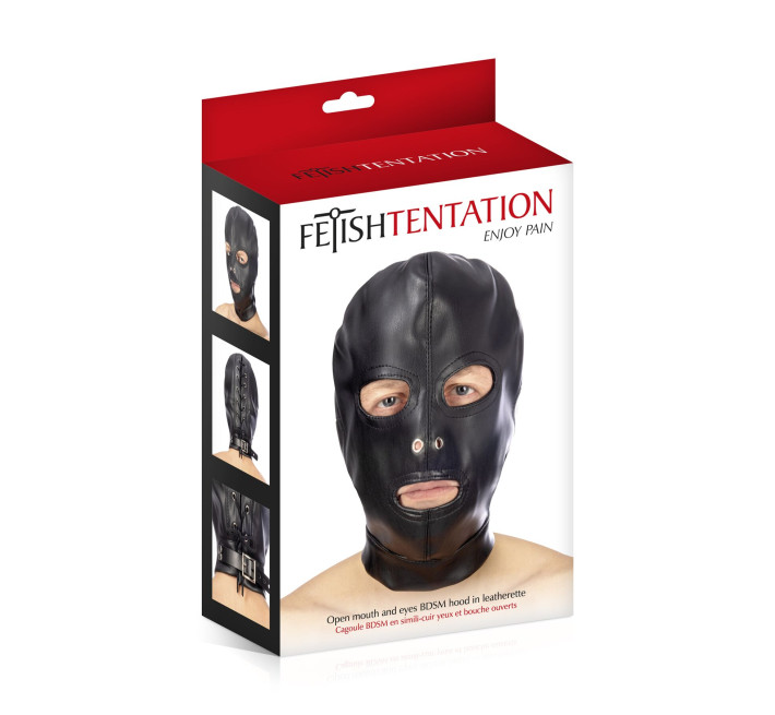 Капюшон для БДСМ с открытыми глазами и ртом Fetish Tentation Open mouth and eyes BDSM hood
