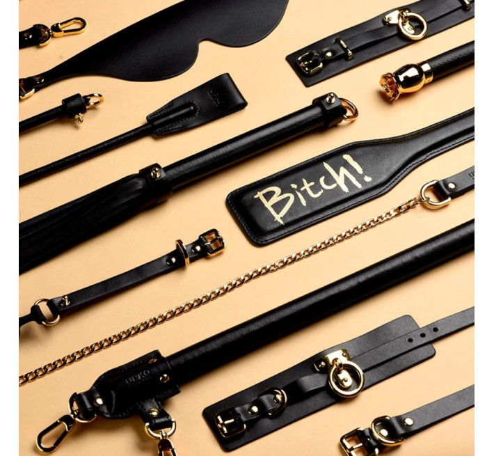 Шкаф-чемодан для БДСМ аксессуаров Upko, из итальянской кожи, черный, 14 предметов