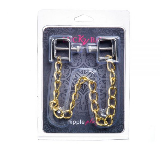 Затискачі на соски Lucky Bay Nipple play квадратні Gold Cnain