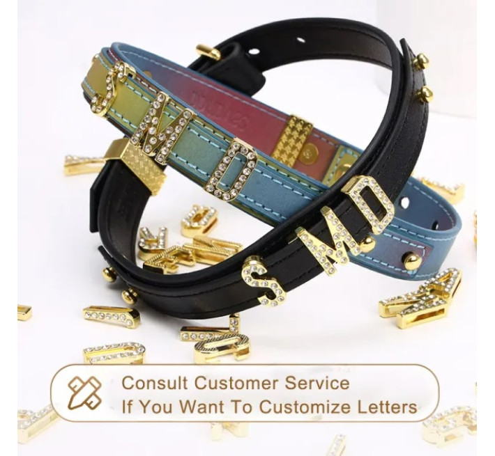 Чокер із золотими літерами SMD зі стразами Lockink Sevanda, шкіряний, чорний