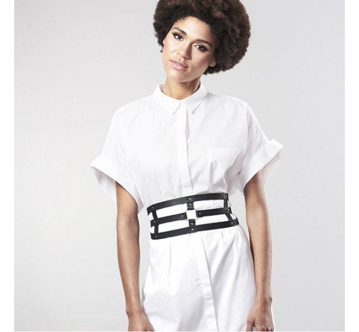 Портупея-пояс Bijoux Indiscrets MAZE Wide Belt and Restraints Чорна