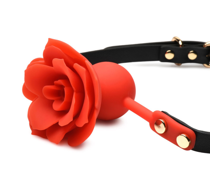 Силіконовий кляп з трояндою Master Series: Blossom Silicone Rose Gag – Red