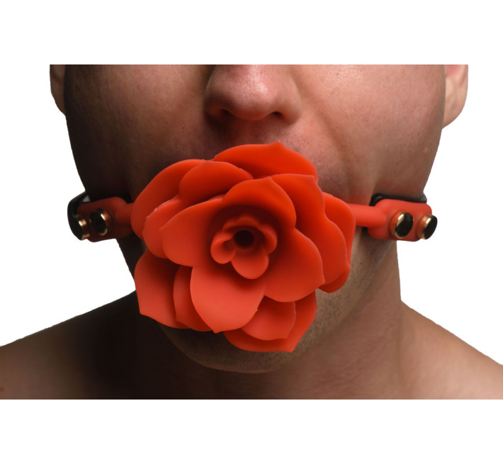 Силіконовий кляп з трояндою Master Series: Blossom Silicone Rose Gag – Red