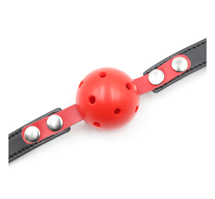 Кляп DS Fetish Locking ball gags M plastic black/red