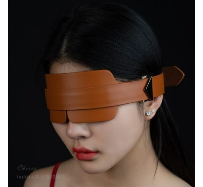 Маска на глаза кожаная Lockink коричневая