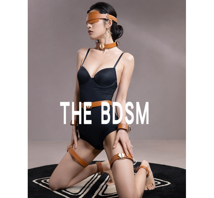 Маска на глаза кожаная Lockink коричневая