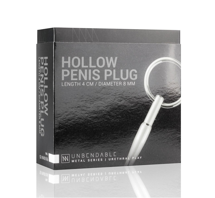 Порожнистий уретральний стимулятор Sinner Gear Unbendable - Hollow Penis Plug, довжина 4см, діаметр 8мм