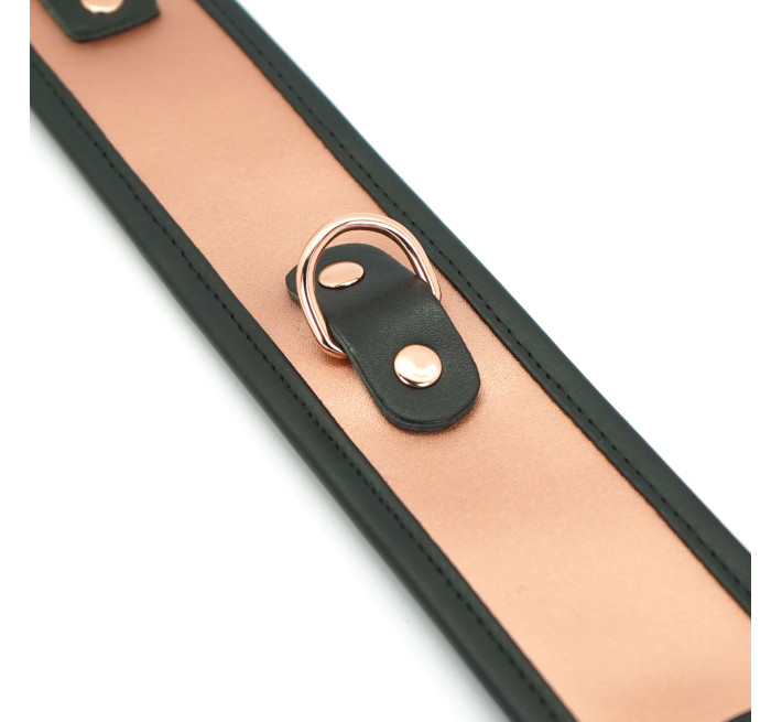 Широкий нашийник з повідцем Liebe Seele Rose Gold Memory Collar with Leash, натуральна шкіра