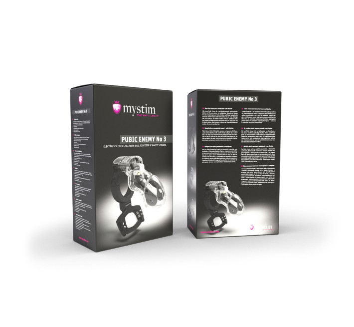 Клетка для члена с электростимуляцией Mystim Pubic Enemy No 3 with Ball Squeezer