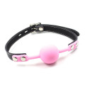 Кляп DS Fetish Silicone ball gag with lock силіконовий із замком Рожевий