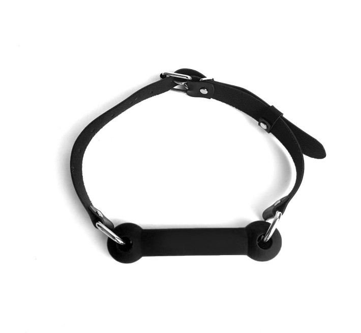 Кляп-палиця на ременях Art of Sex – Gag Stick Silicon, чорний, натуральна шкіра