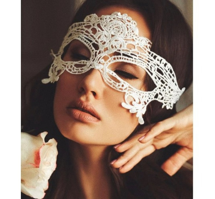 Маска ажурная маскарадная DS Fetish, на атласных лентах, белая