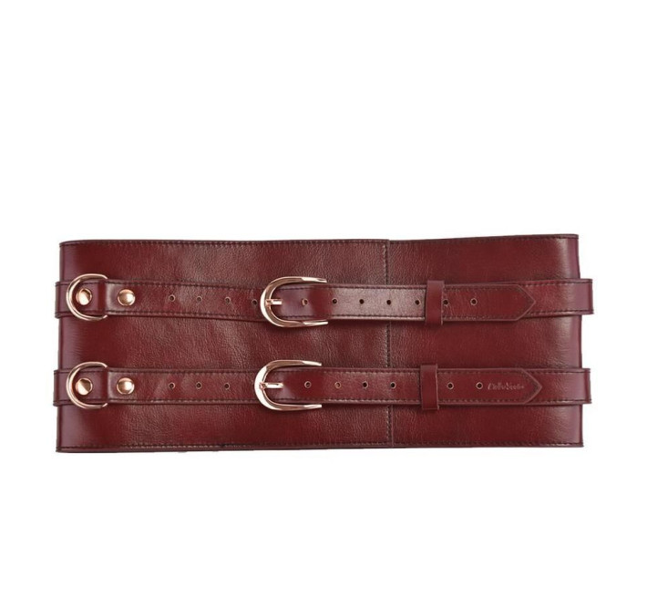 Шкіряний пояс для бондажу Liebe Seele Wine Red Waist Cuff, S Size