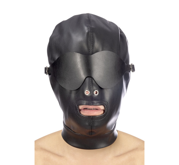 Каптур для БДСМ зі знімною маскою Fetish Tentation BDSM hood in leatherette with removable mask