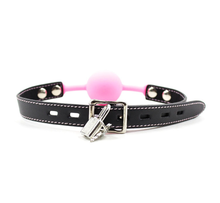 Кляп DS Fetish Silicone ball gag with lock силіконовий із замком Рожевий