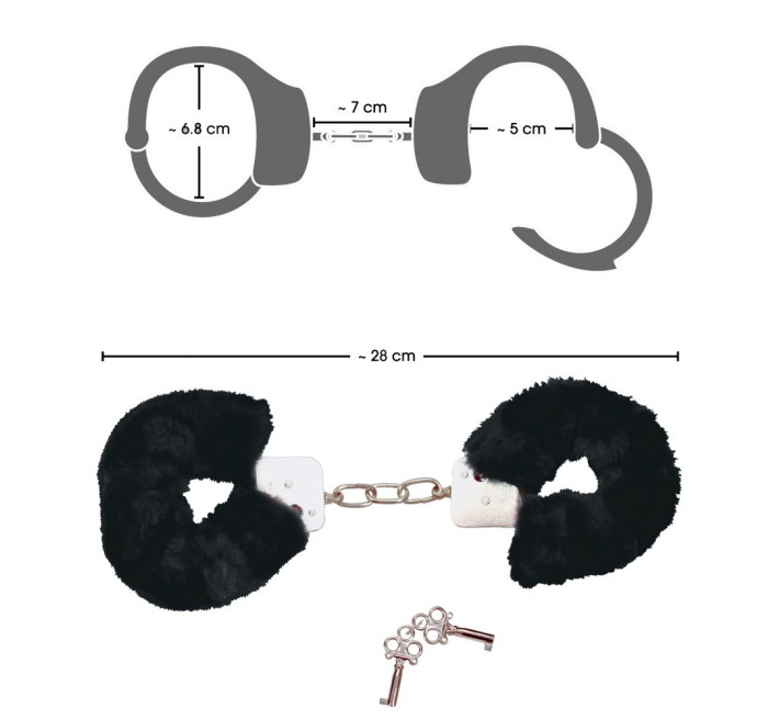 Наручники із чорним хутром Bad Kitty Handcuffs, метал