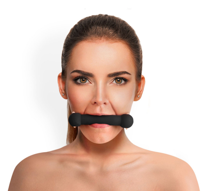 Кляп-палиця на ременях Art of Sex – Gag Stick Silicon, чорний, натуральна шкіра