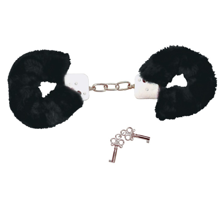 Наручники із чорним хутром Bad Kitty Handcuffs, метал