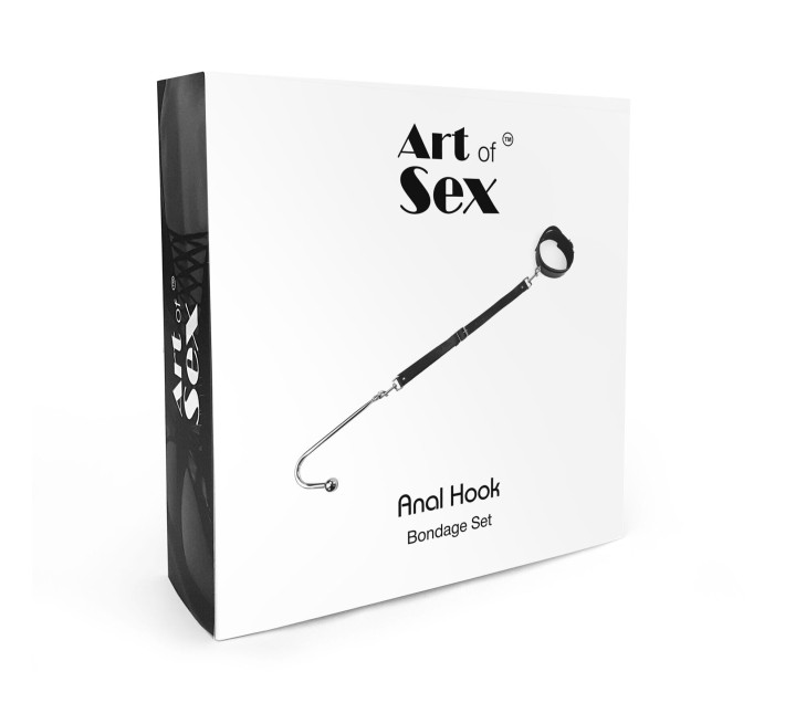 Анальный крюк 4 с ошейником из натуральной кожи Art of Sex - Anal hook, Черный