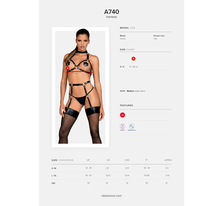 Портупея на груди Obsessive A740 harness black O/S