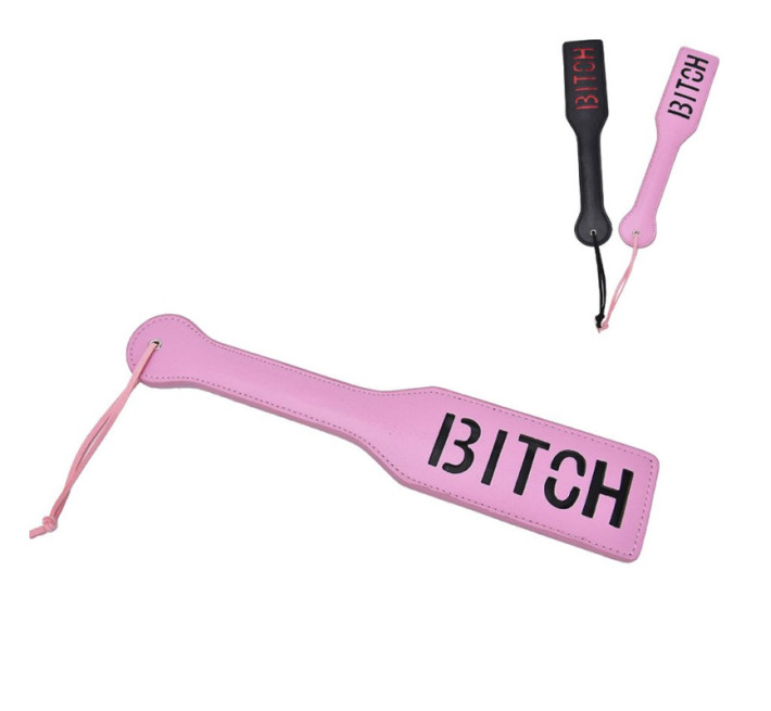 Шльопалка квадратна з написом Bitch PADDLE, рожева, 31,5 см
