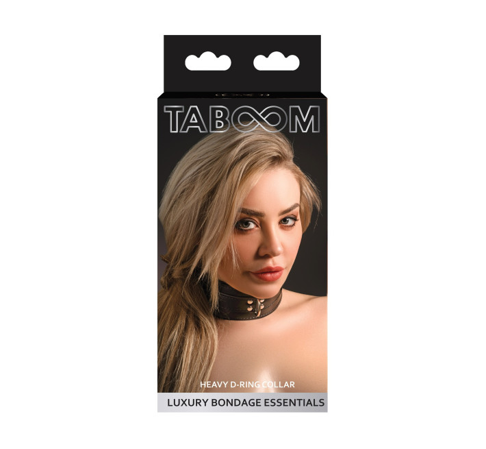 Ошейник с D-образным кольцом и заклепками Taboom, веганская кожа, черный, 44 см