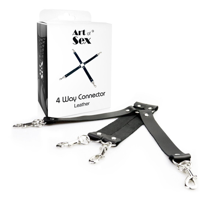 Хрестовина з натуральної шкіри Art of Sex – 4 Way Connector, чорний