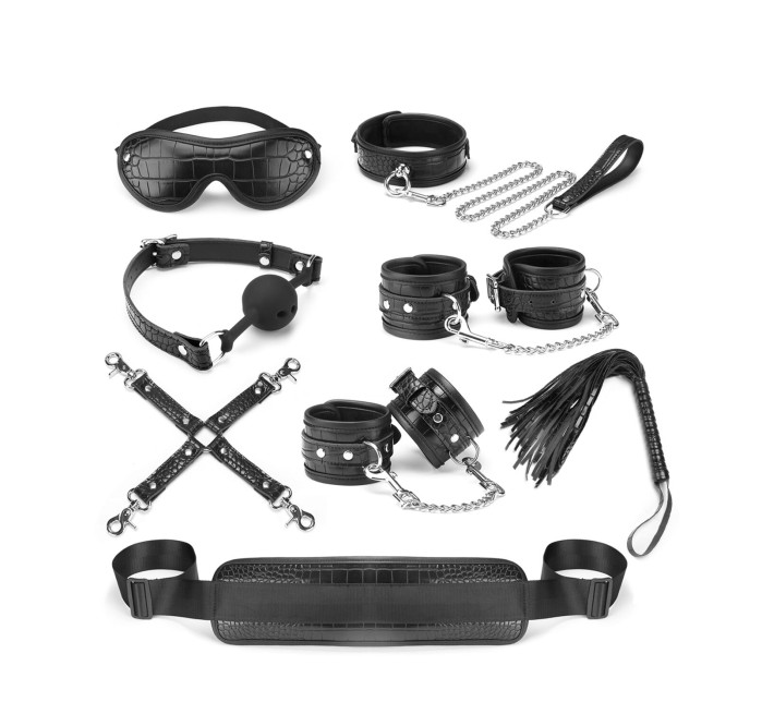 Набір Liebe Seele Temptation Bondage 8pcs Kit, фіксатори, нашийник з повідцем, кляп, флогер, маска