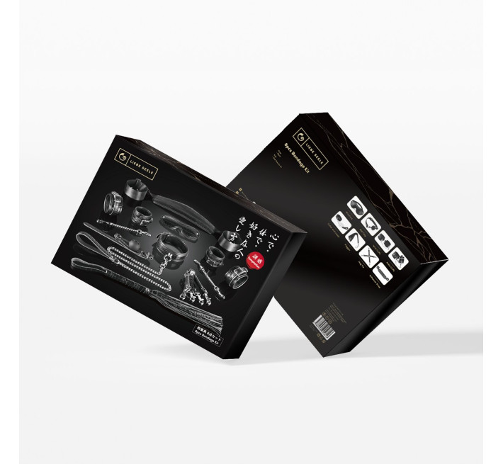 Набір Liebe Seele Temptation Bondage 8pcs Kit, фіксатори, нашийник з повідцем, кляп, флогер, маска