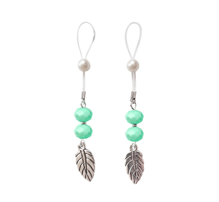 Сексуальные украшения для сосков с листиком Art of Sex Nipple Jewelry Leaf, Голубый