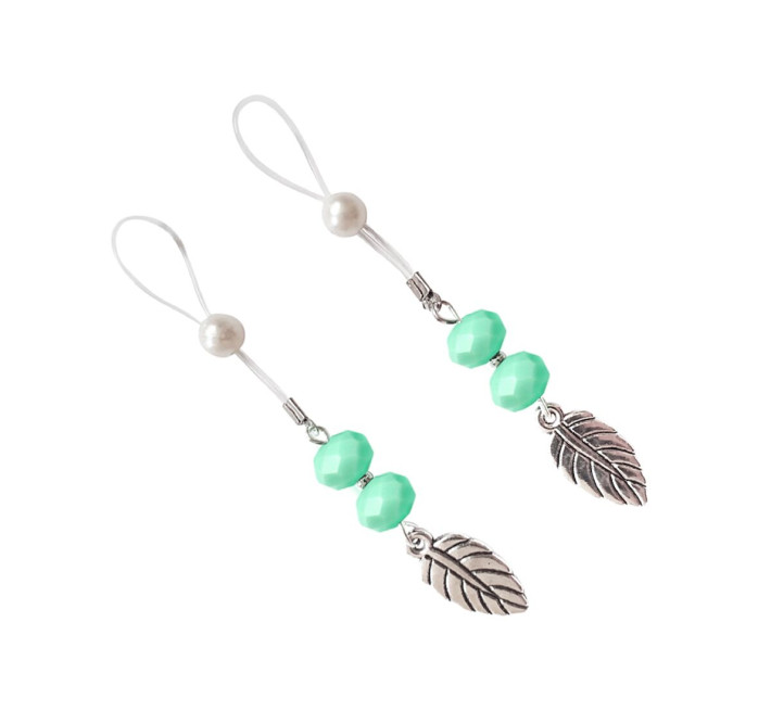 Сексуальные украшения для сосков с листиком Art of Sex Nipple Jewelry Leaf, Голубый