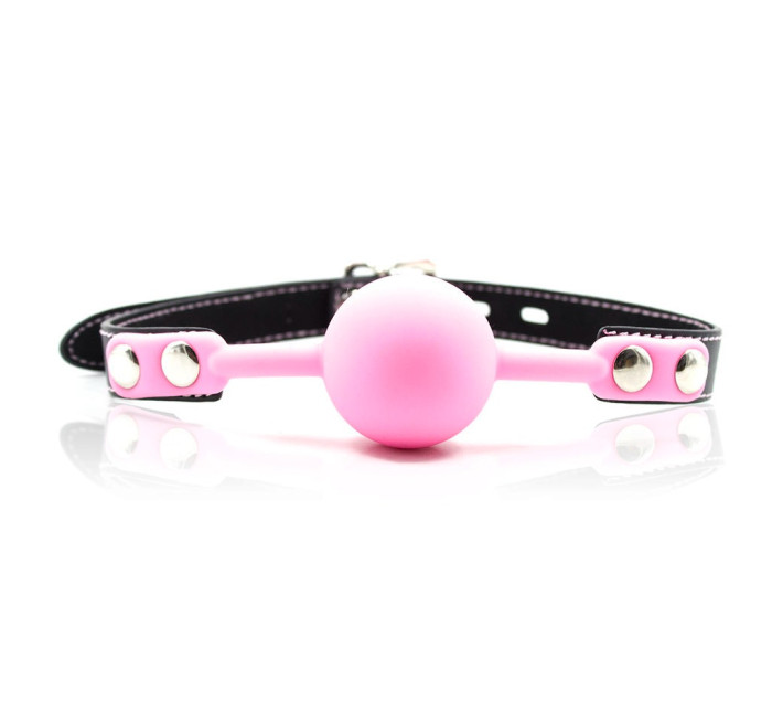 Кляп DS Fetish Silicone ball gag with lock силіконовий із замком Рожевий