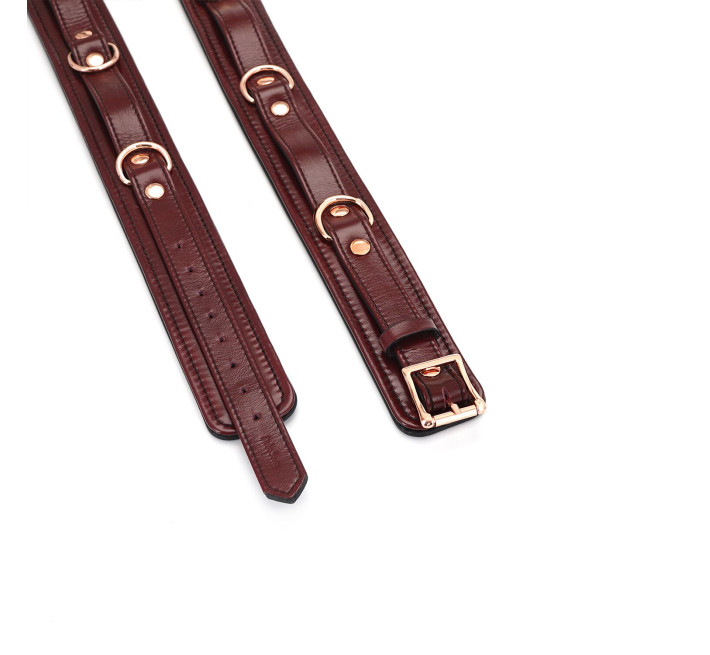 Фіксатори для стегон Liebe Seele Wine Red Thigh Cuffs L Size, натуральна шкіра