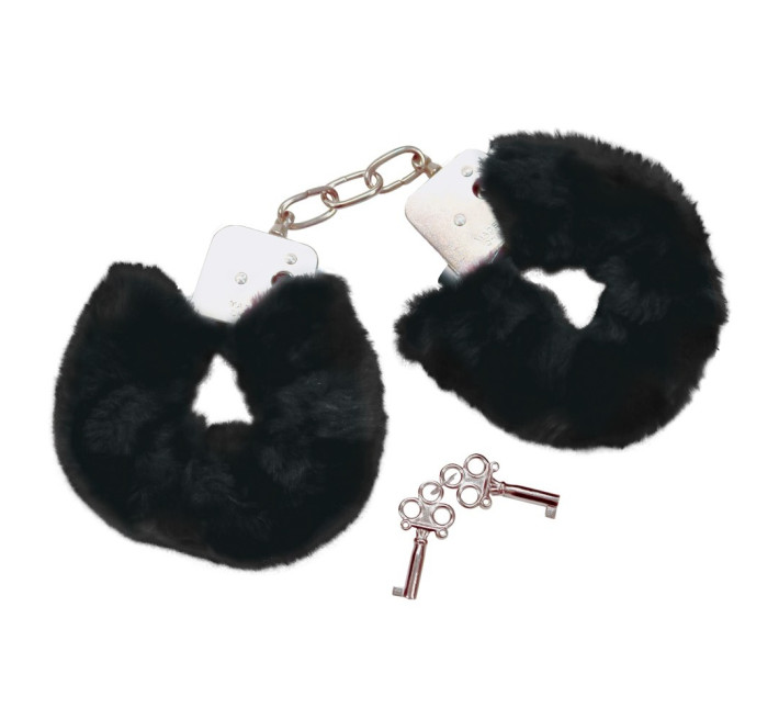 Наручники із чорним хутром Bad Kitty Handcuffs, метал