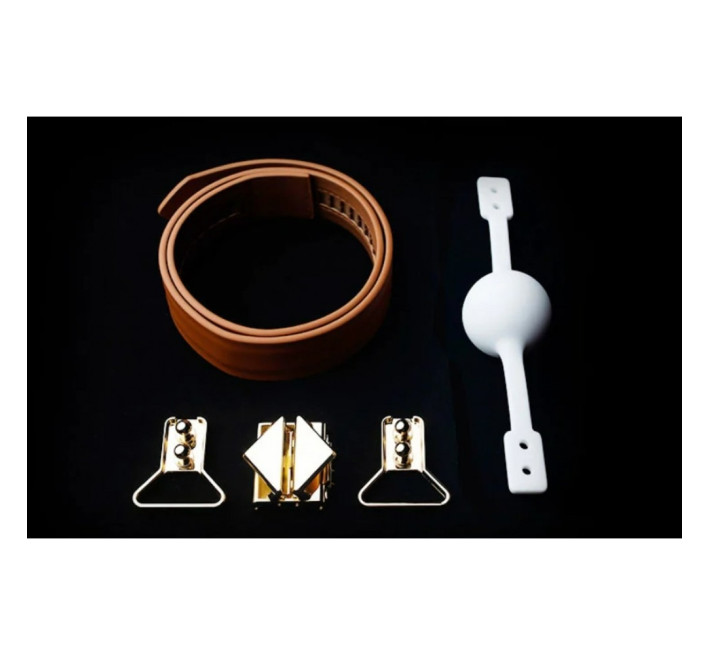 Кляп шкіряний 2 насадки Lockink Біло-коричневий