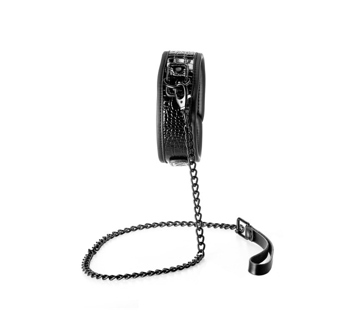 Нашийник з повідцем Dream toys BLAZE LUXURY COLLAR AND LEASH CROCO BLACK
