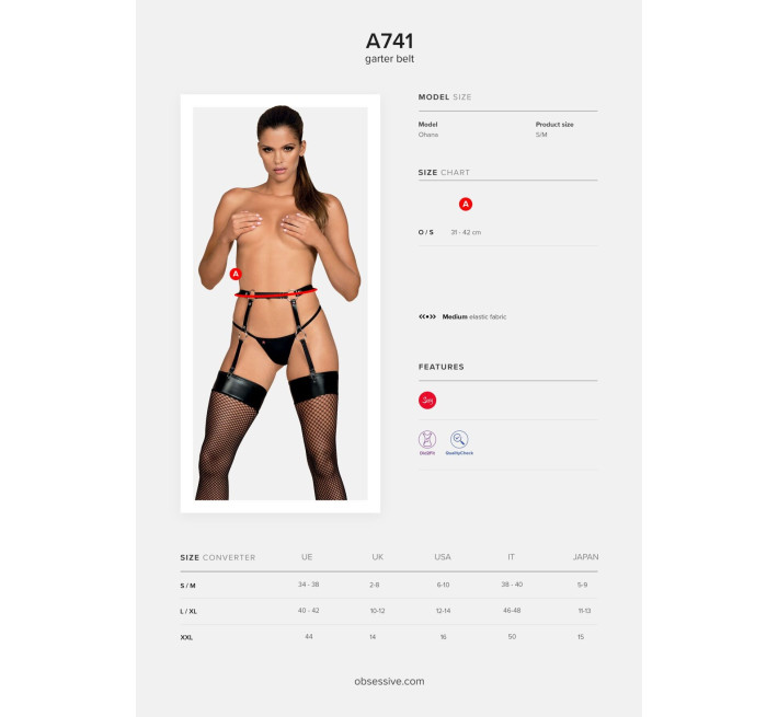 Гартеры Obsessive A741 garter belt black O/S