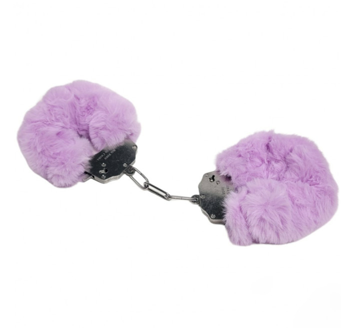 Наручники DS Fetish Plush handcuffs, метал з хутром, фіолетові