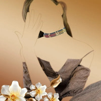 Чокер с золотыми буквами SMD со стразами Lockink Sevanda, кожаный, разноцветный Чокер с золотыми буквами SMD со стразами Lockink Sevanda, кожаный, разноцветный