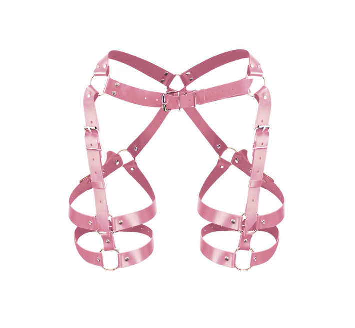 Гартери Art of Sex Claire, натуральна шкіра, розмір L-2XL, колір Рожевий