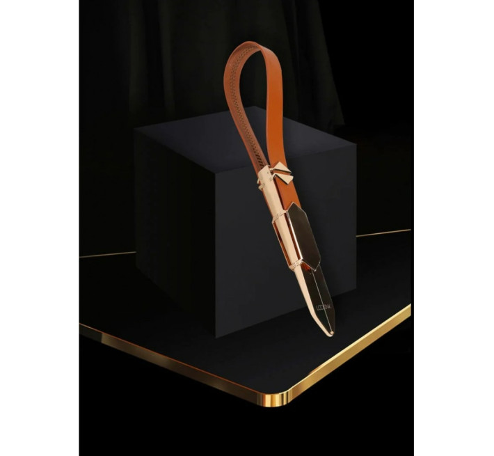 Ремінь з регульованою довжиною Lockink, натуральна шкіра та метал, коричневий