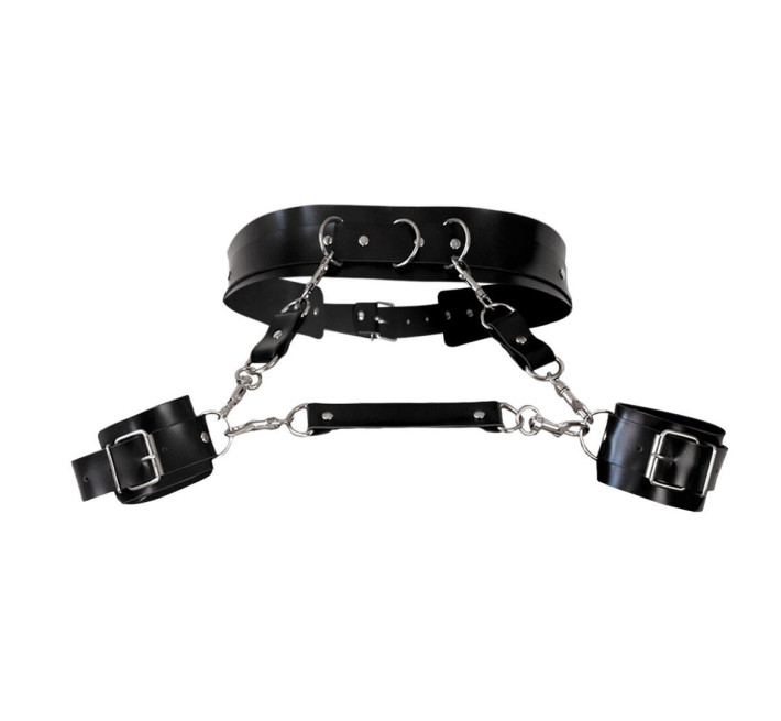 Шкіряний пояс з наручниками Art of Sex – Kasta L-2XL, чорний