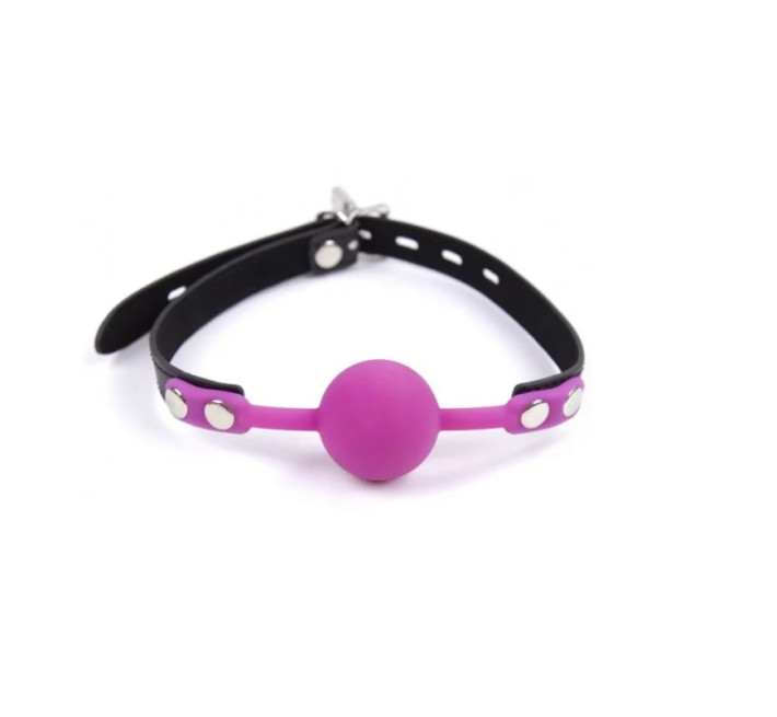 Кляп DS Fetish Silicone ball gag with lock силіконовий із замком Фіолетовий