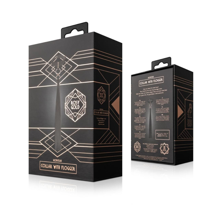 Ошейник с флоггером Rosy Gold - Collar with Flogger - Black