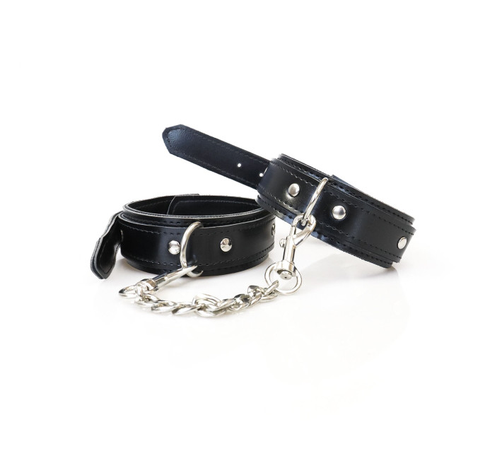 Набір BDSM Art of Sex - Emoji, наручники та поножі, екошкіра, чорний