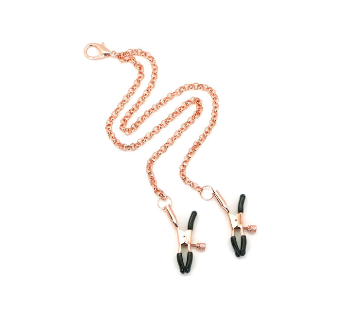 Нашийник із затискачами для сосків Liebe Seele Rose Gold Memory Collar with Nipple Clamps, шкіра