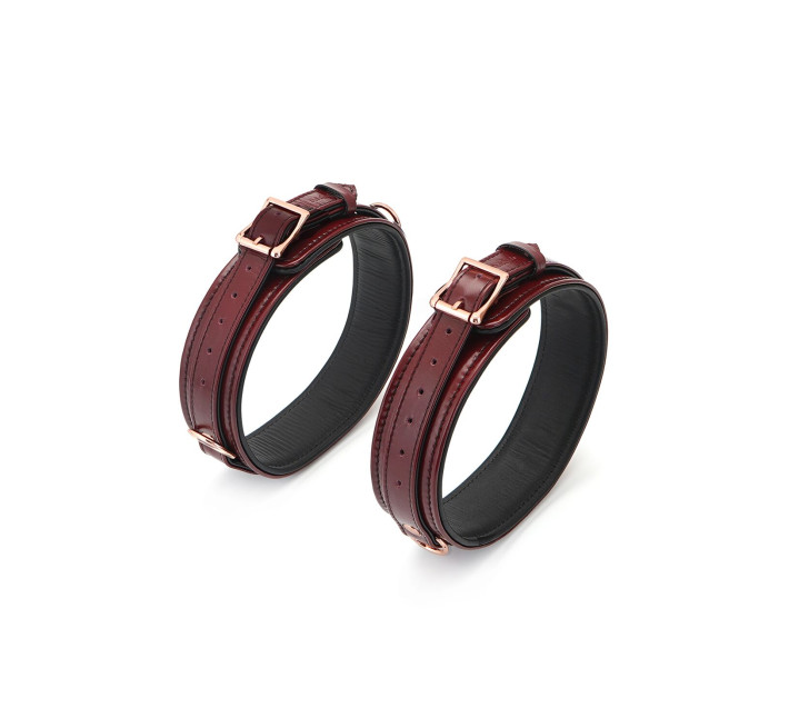 Фіксатори для стегон Liebe Seele Wine Red Thigh Cuffs S Size, натуральна шкіра