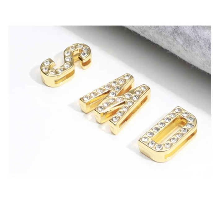 Чокер с золотыми буквами SMD со стразами Lockink Sevanda, кожаный, разноцветный